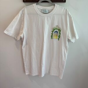 Casablanca Tennis Club Avenida Graphic T-Shirt White Mens XL Cotton Short Sleeve